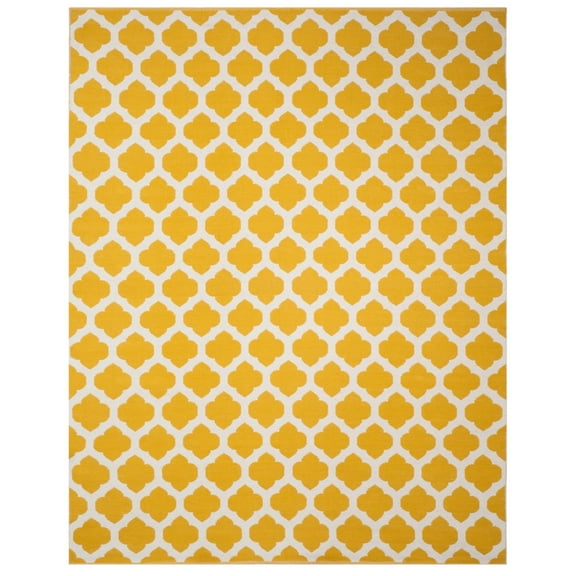 SAFAVIEH Montauk Proinsias Geometric Cotton Area Rug, Yellow/Ivory, 4' x 6'