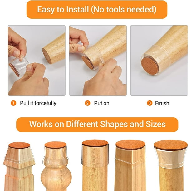 Torubia Silicone Chair Leg Floor Protectors 24pcs Floor Protectors for Chairs Rubber Chair Leg Caps for Wood Floors Chair Leg Protectors for Hardwood