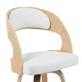 thumbnail image 5 of Shelly Modern Counter Height Swivel Bar Stool in Patterned Oak Finish with White Faux Leather Upholstered Seat, 5 of 5