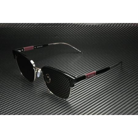 Gucci GG 0846SK 002 Black Silver Men’s Sunglasses Brown Lens 55-19-150 W/Case