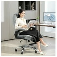 thumbnail image 2 of Gray Office Chair with Flip-Up Arms - Diamond Fabric Computer Desk Chair for Home Office - Adjustable Height, Swivel, 300lbs Capacity, 2 of 9
