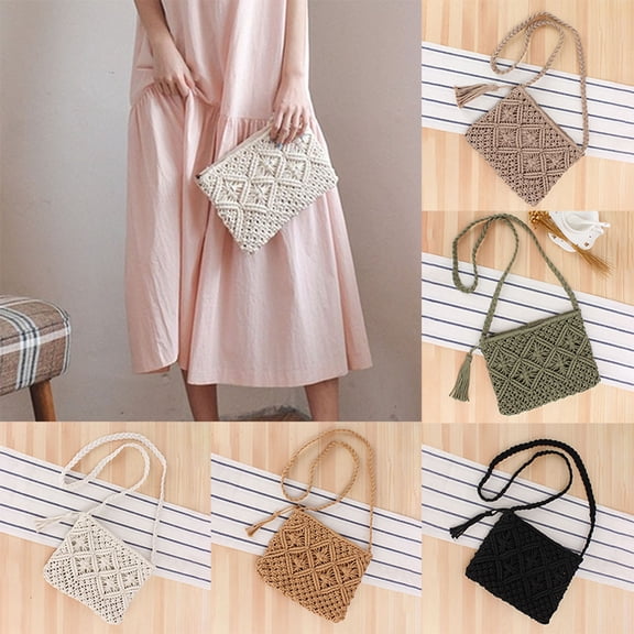 CAIXIA Women Handwoven Summer Beach Crossbody Purse Lightweight Casual Shoulder Clutch Handbag