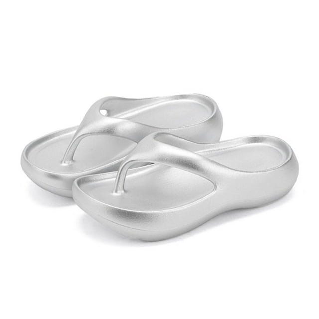 MIASHUI Flip Flop Slippers for Woman Summer Lightweight Platform Shoes Bathing Shoes,Silver,5