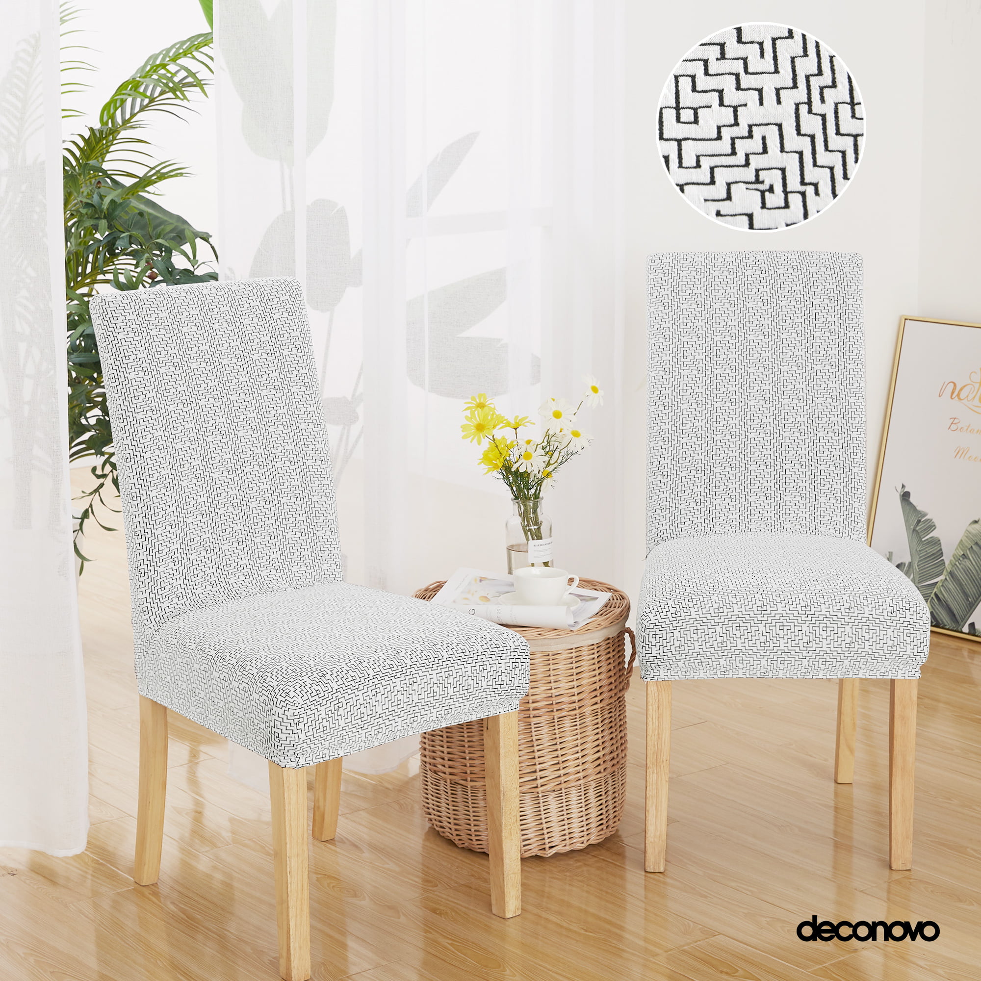 Details about   Deconovo Soft Knit Chair Cover Spandex Fabric Washable Removable Jacquard Seat S 