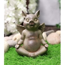 Zen Yoga Flying Pig Angel Hog Heavens Meditating In Lotus Pose Rustic Statue