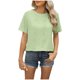 thumbnail image 1 of Camisetas de Manga Larga de las Mujeres de Color Sólido Botón Trasero Manga Corta Superior, Suelto Ajuste Casual Camiseta Diaria, 1 of 8