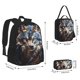 thumbnail image 2 of Disketp Vintage Blue Floral Wolf Mochila Estampada de Gran Capacidad con Lonchera y Estuche, Set de 3 Piezas para Estudiantes, 2 of 7