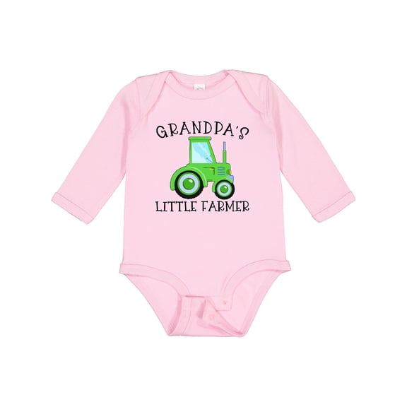 Inktastic Grandpa's Little Farmer Green Tractor Boys or Girls Long Sleeve Baby Bodysuit