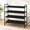 Black With Fabric, variant on Simple Trending 5-Tier Stackable Expandable Shoe Rack, Black Shoe Shelf Organizer