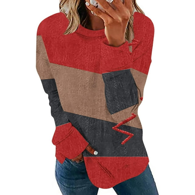 Chandails à Capuchon de Mode pour Femmes 2023 Col Rond Imprimé Fente Latérale Manches Longues Chandail à Capuchon Mode Veste 50 % de Réduction Costumes Halloween/noël