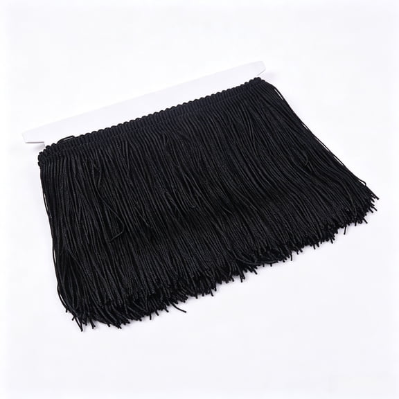 Chainette Fringe Trim Black Polyester Tassel for Sewing 10 Yard