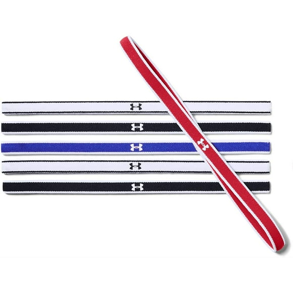 Diademas Under Armour Mini para mujer, paquete de 6, rojo/blanco
