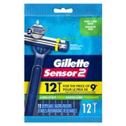 Gillette Sensor2, Pivoting Head Men's Disposable Shaving Razors with Lubrastrip, 12 Count