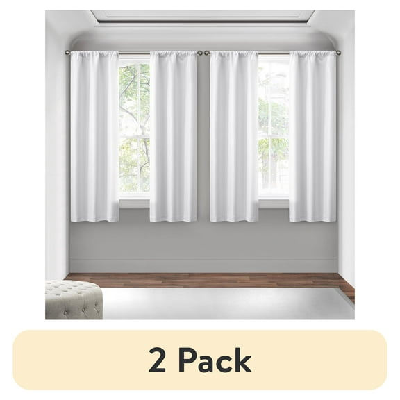(2 pack) Mainstays 4 of a Kind Blackout Curtain Panels, Set of 4, White, 28" W x 63" L