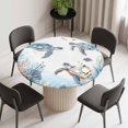 thumbnail image 2 of Sea Turtle Coastal Round Fitted Tablecloth with Elastic Edge, Waterproof Table Cloth Table Cover for 36"-44" Tables, Summer Beach Coral Ocean Blue Nautical Tablecloths for Dining Picnic Outdoor, 2 of 9