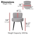 thumbnail image 3 of CintBllTer Grey Linen Chair with Back - Small - Soft Compact Round Padded Seat - Living Room, Bedroom, Chair – Ottoman Foot Stool - Black Metal Legs Upholstered Decorative Furniture Rest, 3 of 8