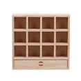thumbnail image 1 of figatia Doll House Display Shelf with Drawer Wooden Mini 12 Compartment Locker Model for, 1 of 9