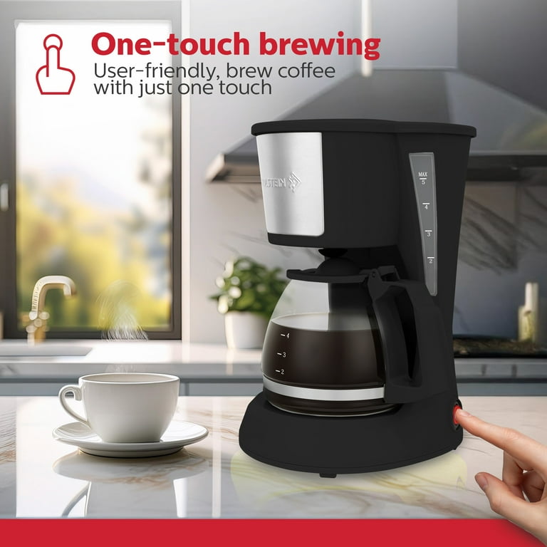Holstein Housewares 5 Cup Drip Coffee Maker, Auto Pause, Removable