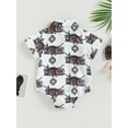 thumbnail image 2 of nvzhuang Western Baby Shirt Romper, Short Sleeve Cow Print Button Up Lapel Bodysuit Newborn Clothes, 2 of 9