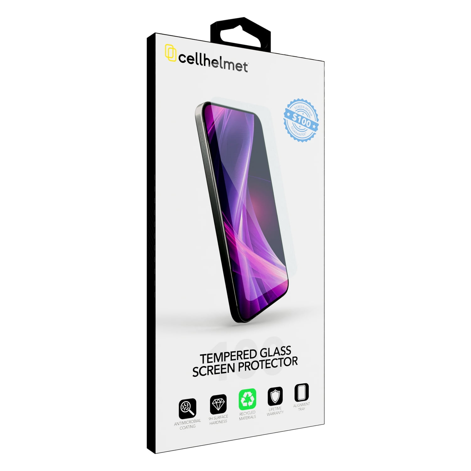 cellhelmet Tempered Glass for iPhone 16e with Application Tray, $100 Coverage, ST-120-C100