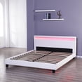 thumbnail image 7 of Wonline Queen Size Upholstered LED lighting Contemporary Platform Bed, White, 7 of 7