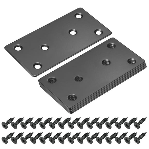 5 Pack Mending Plate Metal Flat Bracket Brace, Black, 3.9"x1.97"