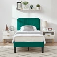 thumbnail image 2 of VECELO Twin Size Upholstered Beds, Modern Platform Bed Frame with Adjustable Headboard, Wooden Slats Support/No Box Spring Needed, Dark Green, 2 of 12