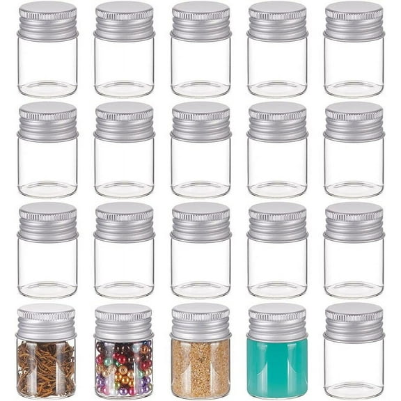 20 Pack 15ml/0.5oz Tiny Glass Bottles Sample Vials Glass Bottles with Aluminum Screw Top Lids for DIY Jewelry Accessories Wedding Favors Decorations for DIY