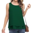 thumbnail image 2 of Camiseta de verano sin mangas con cuello redondo de doble capa de gasa para mujer, 2 of 6