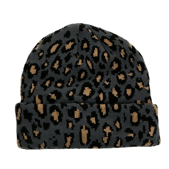 UDIYO Adult Cap Leopard Dome Men Women Warm Stretchy Knitted Cap for Outdoor