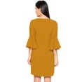 thumbnail image 3 of eloria Women's Midi Dress Bell Sleeve Key Hole Tie Neck Summer Dress Size: XL | Color: Mustard, 3 of 6