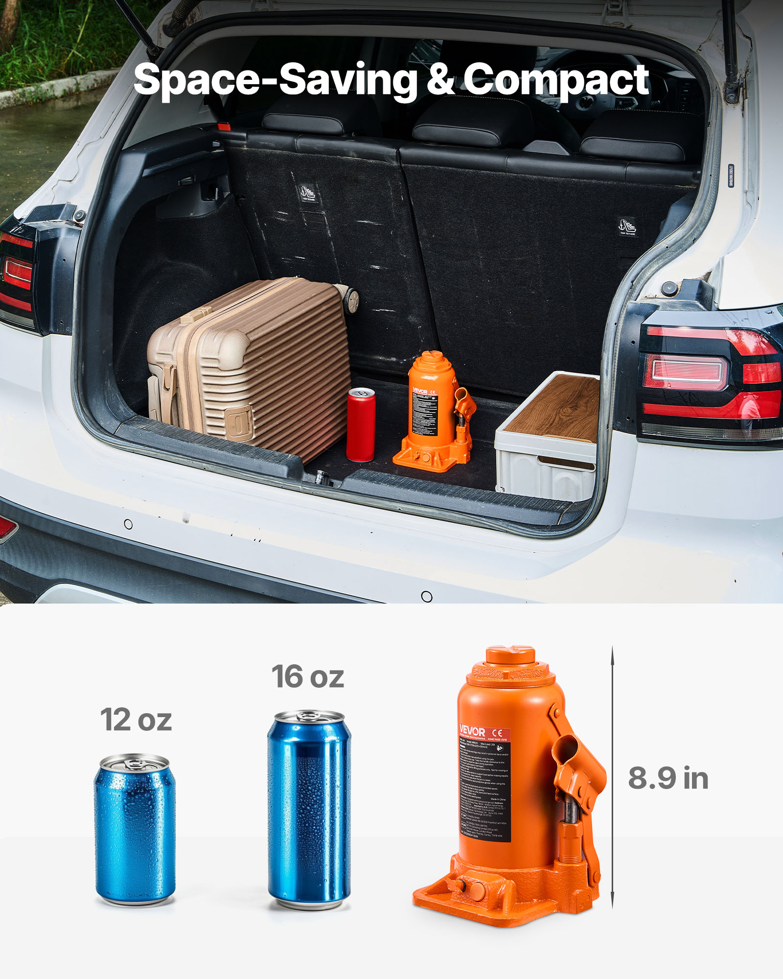VEVOR Hydraulic Bottle Jack, 20 Ton (44092 lbs) Capacity, 8.9-17.1 Inch Lifting Range, Heavy Duty Welded Bottle Jack