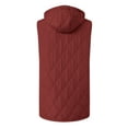 thumbnail image 4 of larppty Long Puffer Vest Women Sleeveless Hooded Puffer Jacket Lightweight Quilted Jackets Winter Warm Zip Up Coat Outerwear (Wine, M), 4 of 5