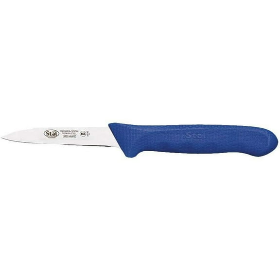 Winco KWP-30U Stl Stamped Cutlery Paring Knife 3-1/4" Stainless Steel Blade, Blue Plastic Handle, Set of 2