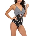 thumbnail image 4 of Aayomet Swim Suits for Women 2024 With Cutout Back And Lace Design For Flattering And Fashionable Fit (Dark Gray, S), 4 of 5