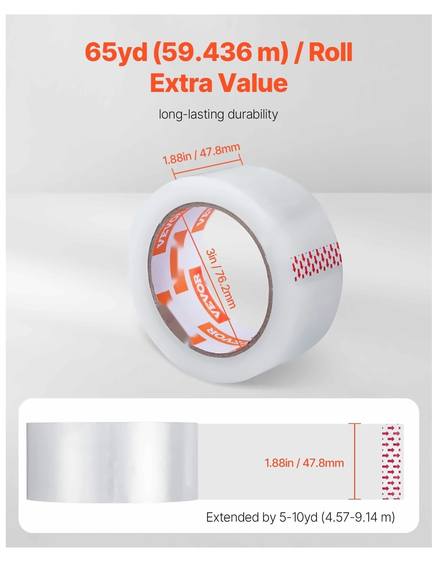 Clear Packing Tape 18 Rolls 65 Yards Heavy Duty Clear Packing Tapes 2.7 Mil