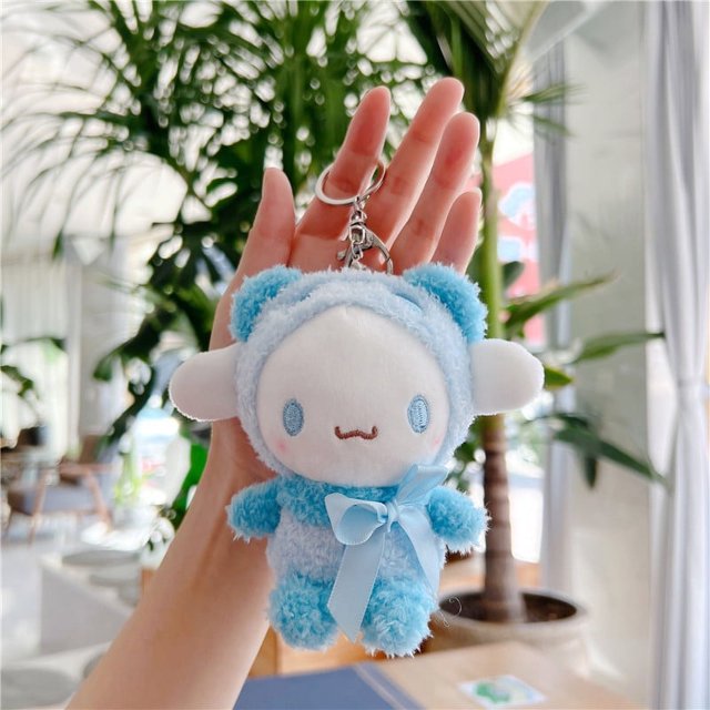 Personalizado 12cm Sanrio Kuromi My Melody Cat Pc perro Hello gatito llavero Anime figura de felpa colgante accesorios animales juguetes de peluche