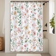 thumbnail image 4 of Watercolor Floral Shower Curtain, Cute Elegant Peach Pink Flower Botanical Sage Green Leaves Spring Modern Minimalist Shower Curtain for Bathroom, Fabric Shower Curtain Set with Hooks 60x72 Inch, 4 of 5