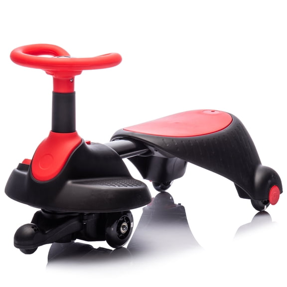 6V Electric Wiggle Car with Flashing & Shock-Absorbing PU Wheels, Retractable Design, 360 Steering & Bluetooth, Speed 3.11 MPH Christmas