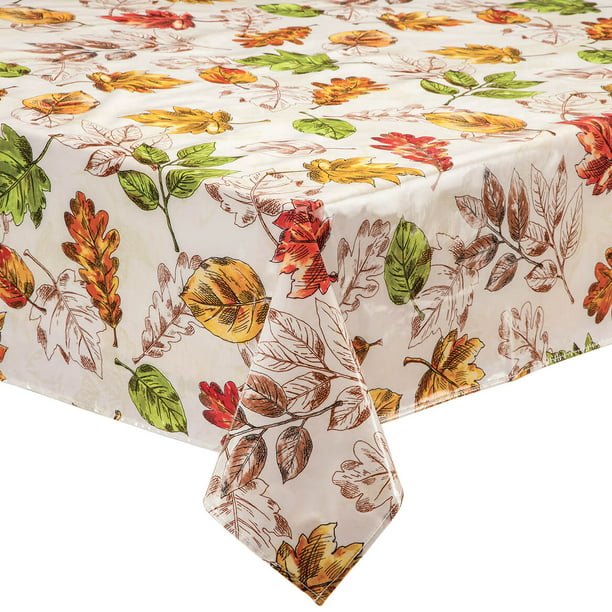 Pressed Leaves Oilcloth Table Cloth By, Oilcloth Tablecloth Round 70