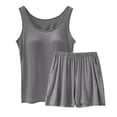 thumbnail image 1 of Lixiuxyad Women Spring And Summer Casual Solid Color Padded Tank Top Shorts Set Home Pajamas Set Gray, 1 of 4