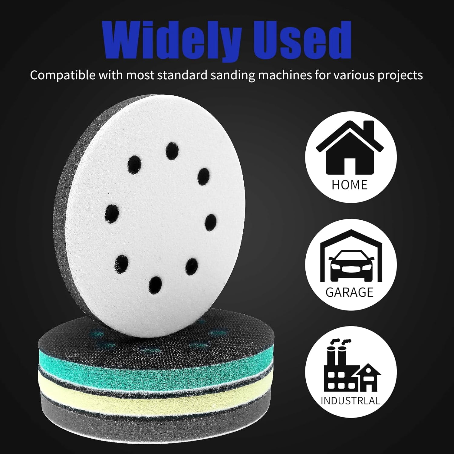 FRKSMD-4 Pack Upgraded Foam Sanding Pads for Orbital Sander, 5 Inch 8 Holes Orbital Sander Surfprep Foam Pad, Hook and Loop Soft Density Interface Pads with Soft & Hard Cushion Sponge Buffer by