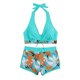 thumbnail image 4 of Mejor Belleza Mujer Traje de Baño de Moda Aumentar el tamaño 2 Piezas Tankini Tops de Bikini y Partes de Abajo Cyan XL, 4 of 7