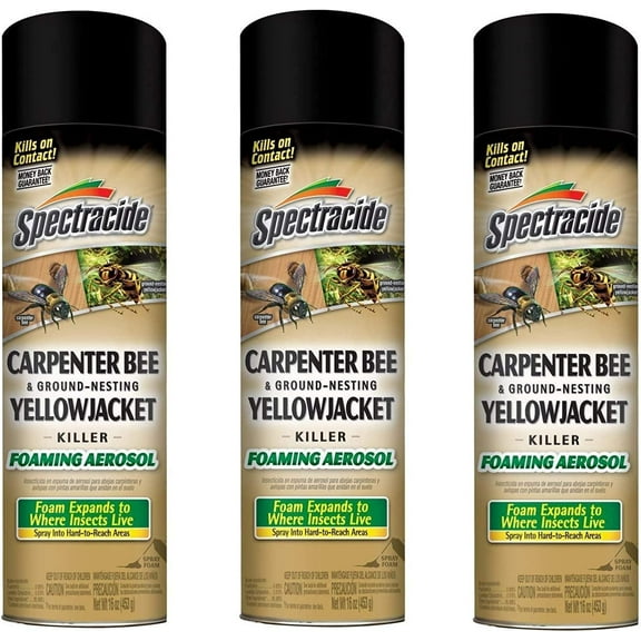 Spectracide Carpenter Bee & Ground-Nesting Yellowjacket Killer Foaming Aerosol HG-53371 Pack of 3