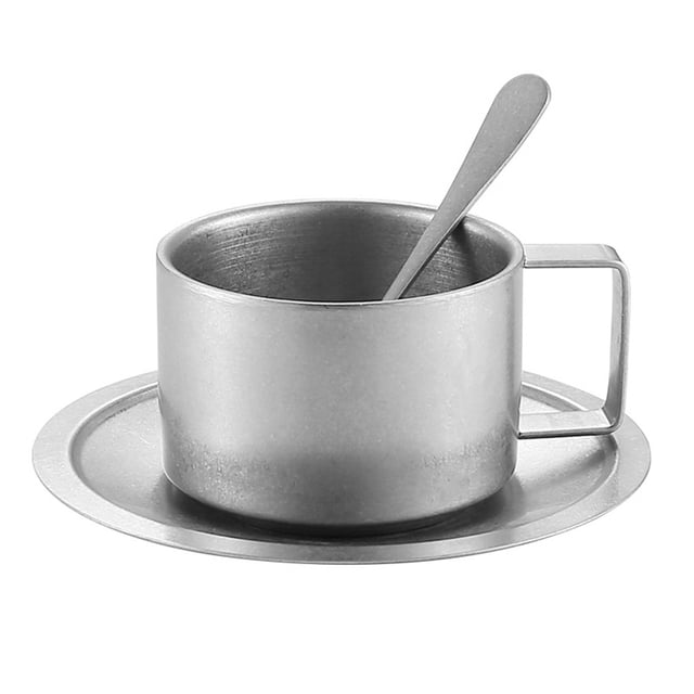 Bgsha Tasse à Café à Double Compartiment pour Usage Intérieur avec Cuillère Style Vintage Classique Design à Double Paroi Cool au Toucher