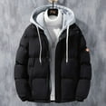 thumbnail image 3 of Fashion Hooded Jacket Men Winter Windproof Thickened Fake Two-piece Coat Solid Leisure Sports Cotton Jacket, 3 of 5