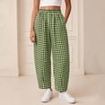 thumbnail image 2 of GUACER Womens Gingham Check Wide Leg Pants Elastic Waist Drawstring Casual Lounge Trousers Pockets, 2 of 6