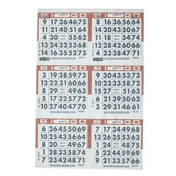 American Games Bingo Paper Game Cards - 6 cards - Brown - 500 cards per pack, Made in USA