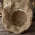 thumbnail image 6 of UTSJKR Women Hand Woven Pure Straw Large Brim Sun Hat, Foldable Portable Design, UV Resistant Beach Vacation Outdoor Leisure Round Top Cap Coffee M, 6 of 9