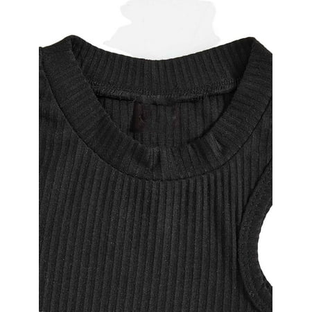 

Casual Colorblock Round Neck Sleeveless Multicolor Toddler Girls Two-piece Outfits (Girl s)